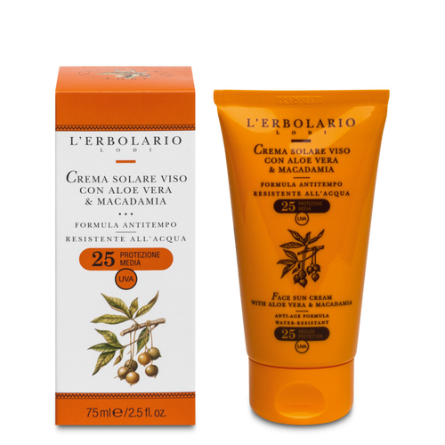 Crema solare viso all&#039;Aloe &amp; Macadamia SPF25 75 ml L'Erbolario Solari ERB086.218