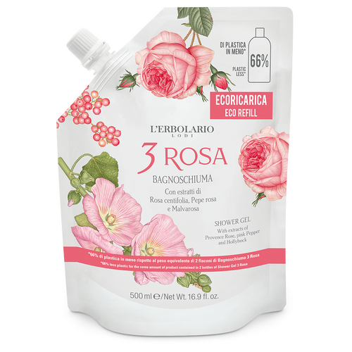 3 Rosa Bagnoschiuma 500 ml L'Erbolario Bagnoschiuma ERB036.011