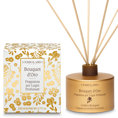 Bouquet D&#039;Oro Fragranza per Legni Profumati 200 ml L'Erbolario Home Fragrance ERB081.048