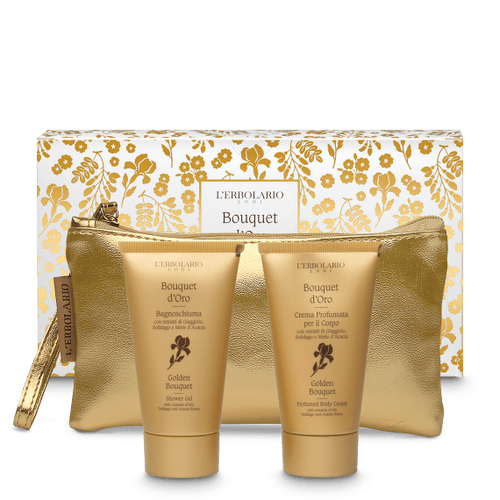 Bouquet D&#039;Oro Beauty Pochette - Bagnoschiuma 75 ml e Crema Corpo da 75 ml L'Erbolario Bagnoschiuma ERB088.054